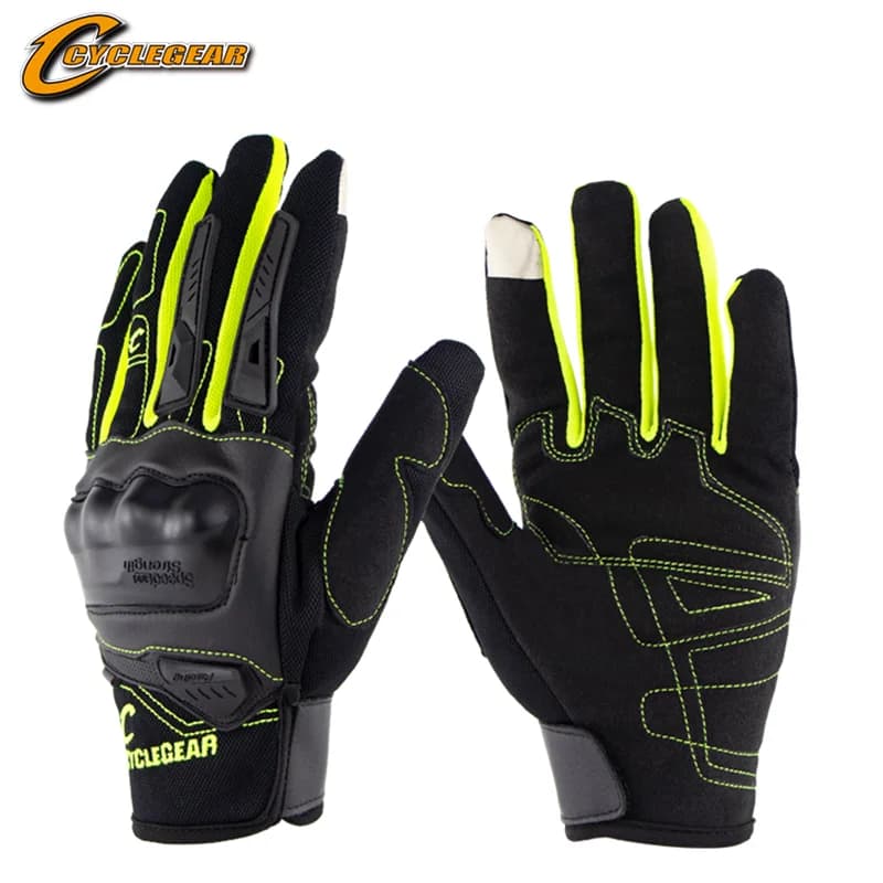 Guanti da moto traspiranti da uomo Guanti estivi Moto da equitazione Equipaggiamento protettivo Guanti da motocross con dita intere Guanti touch screen