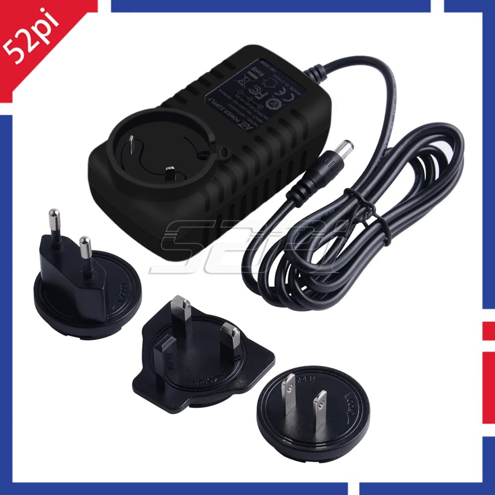 52Pi DC 5V Adattatore di Alimentazione 4A Con EU & US & UK Spine Per X820 Bordo/X822/X852 / X730 / X720 / Jetson Nano
