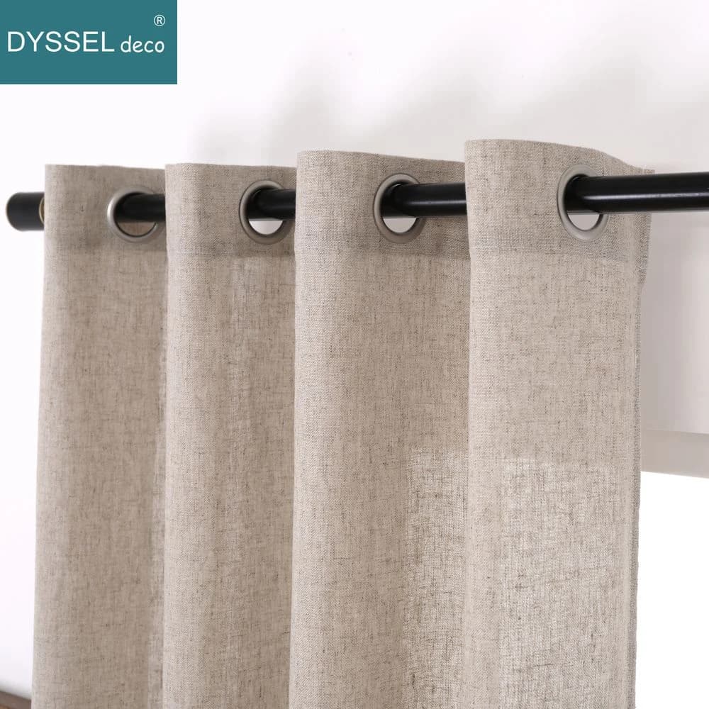 Solido decorativo per la casa Anti-UV in lino naturale stile americano tende per finestre asta tasca passacavo superiore per soggiorno camera da letto