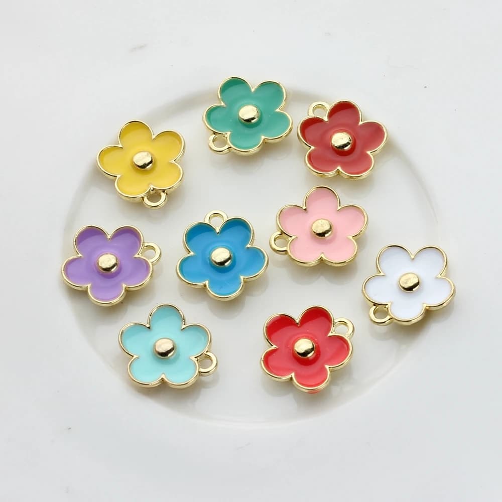 3D Zinc Alloy Golden Flowers Enchants 20 pcs/lot 11mm For DIY Fashion Jewelry Earrings Making Accessories