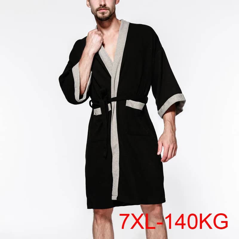 Men's bathrobe spring summer 7XL bust 140cm 6XL 5XL loose cotton bathrobe