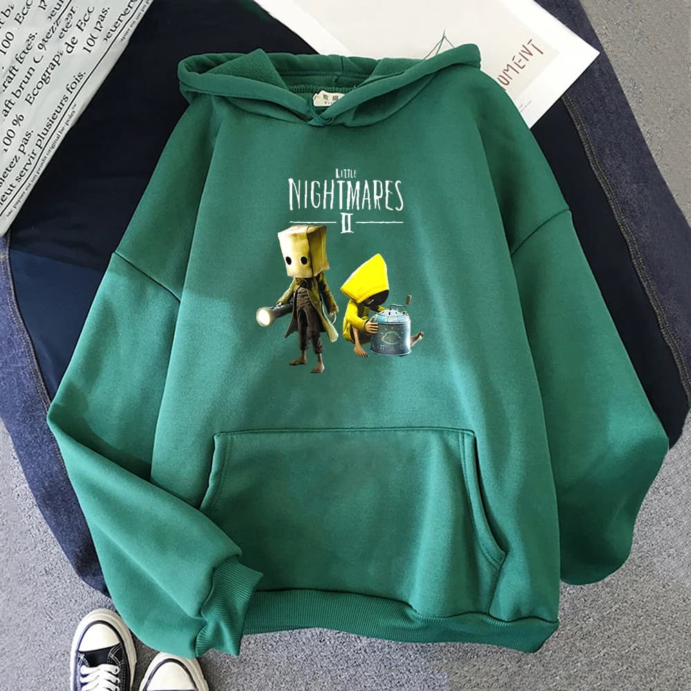 Felpe con cappuccio da uomo a maniche lunghe con stampa a maniche lunghe con cappuccio da notte Streetwear Horror Adventure gioco abiti top Harajuku