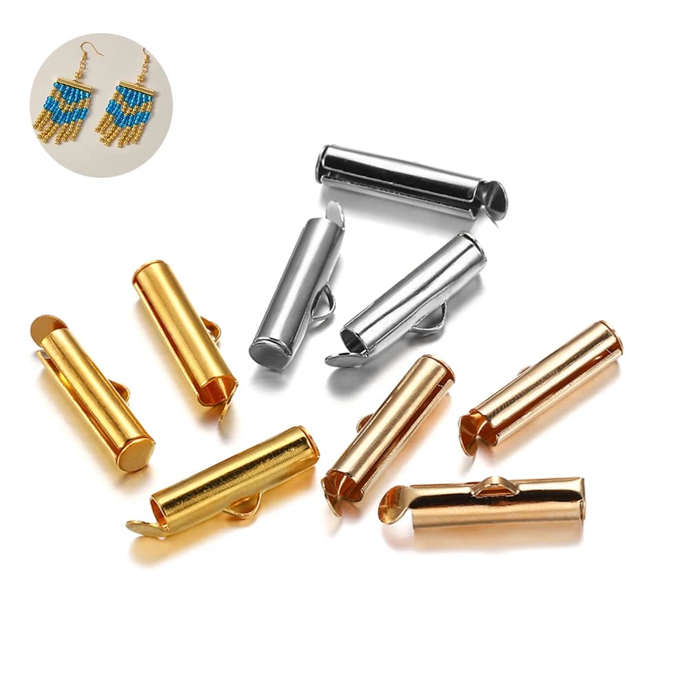 30-50 pz/lotto Slide Crimp End catenacci in pelle bracciale End fibbie aragosta catenacci catene connettori per gioielli fai da te
