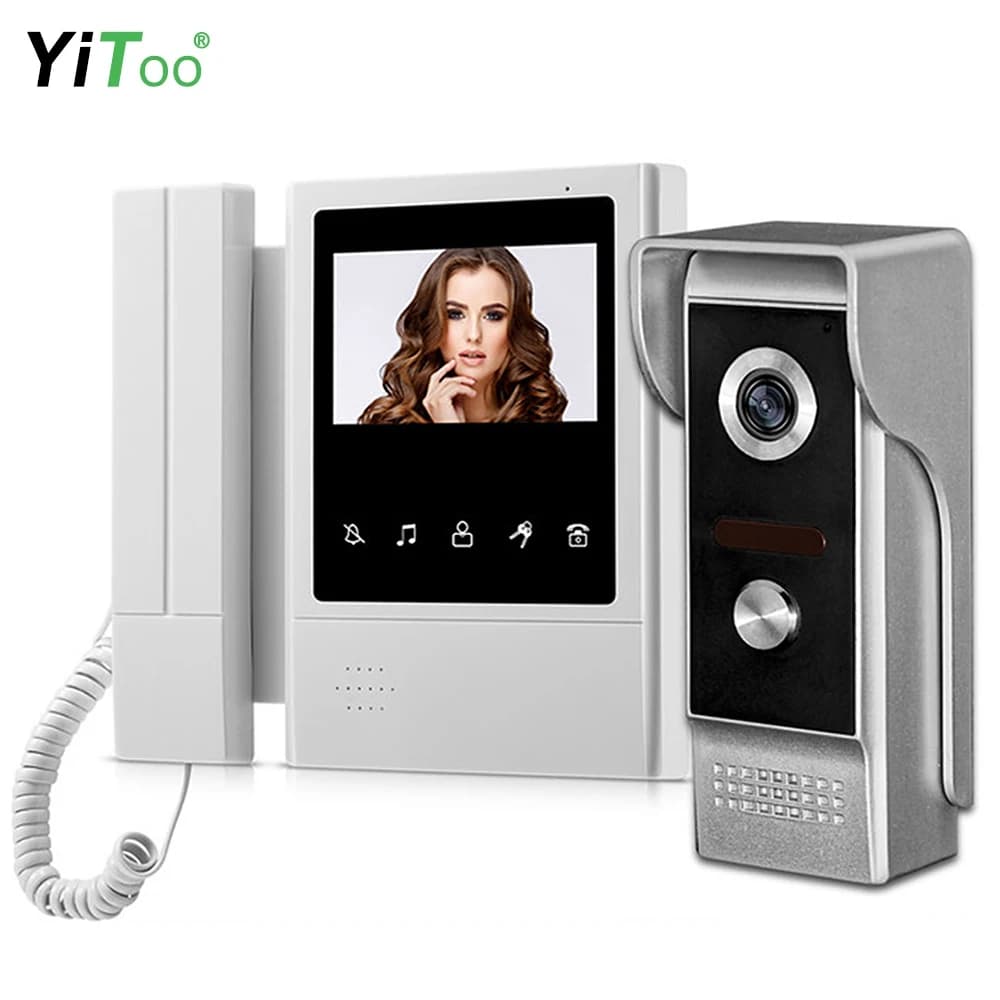 YiToo Videocitofono da 4,3 pollici Sistema citofonico di sicurezza domestica Videocitofono Campanello esterno impermeabile Telecamera 700TVL Visione notturna IR