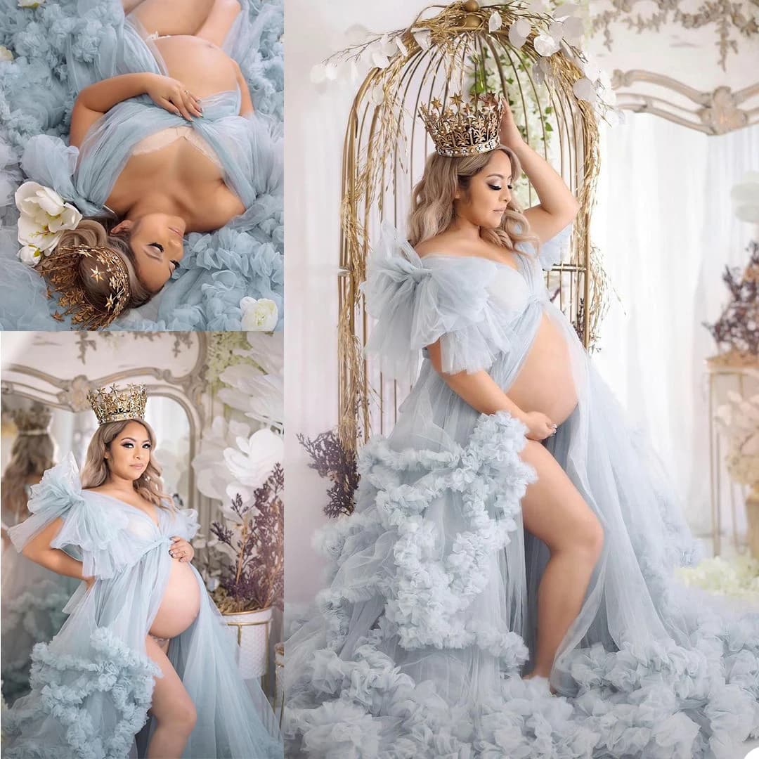 New Pregnant Women Photos Hot Vestals V-neck Short Sleeves Lace Siren Nightwear Bathrobe Women's Mesh Prom Bridesmaid Slipper