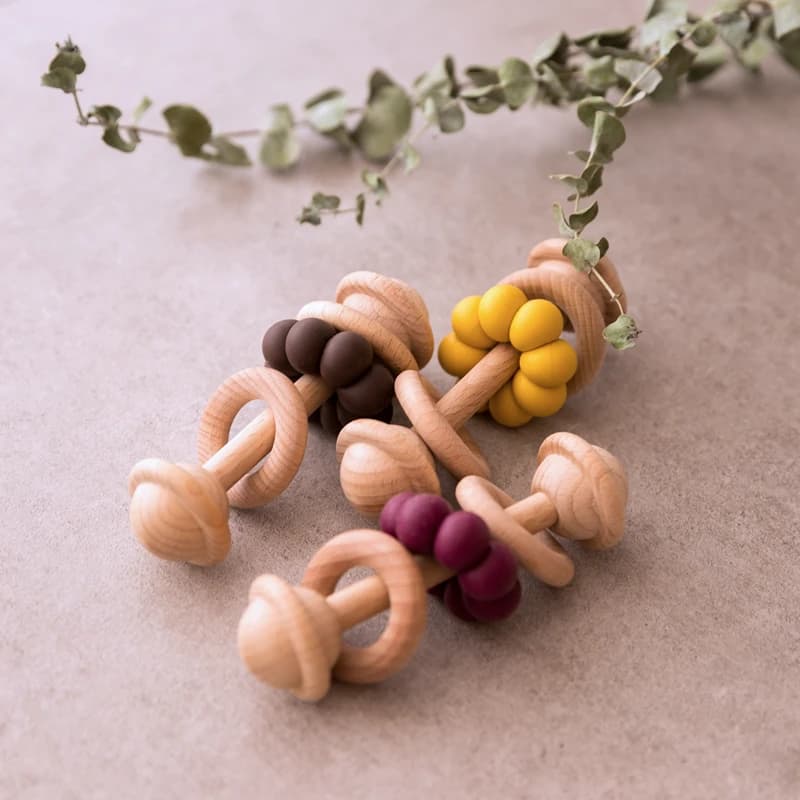 1 pz sonagli per bambini presepe Mobiles perline in Silicone massaggiagengive faggio dentizione in legno giocattoli per bambini per 0-12 mesi prodotti per braccialetti per allattamento