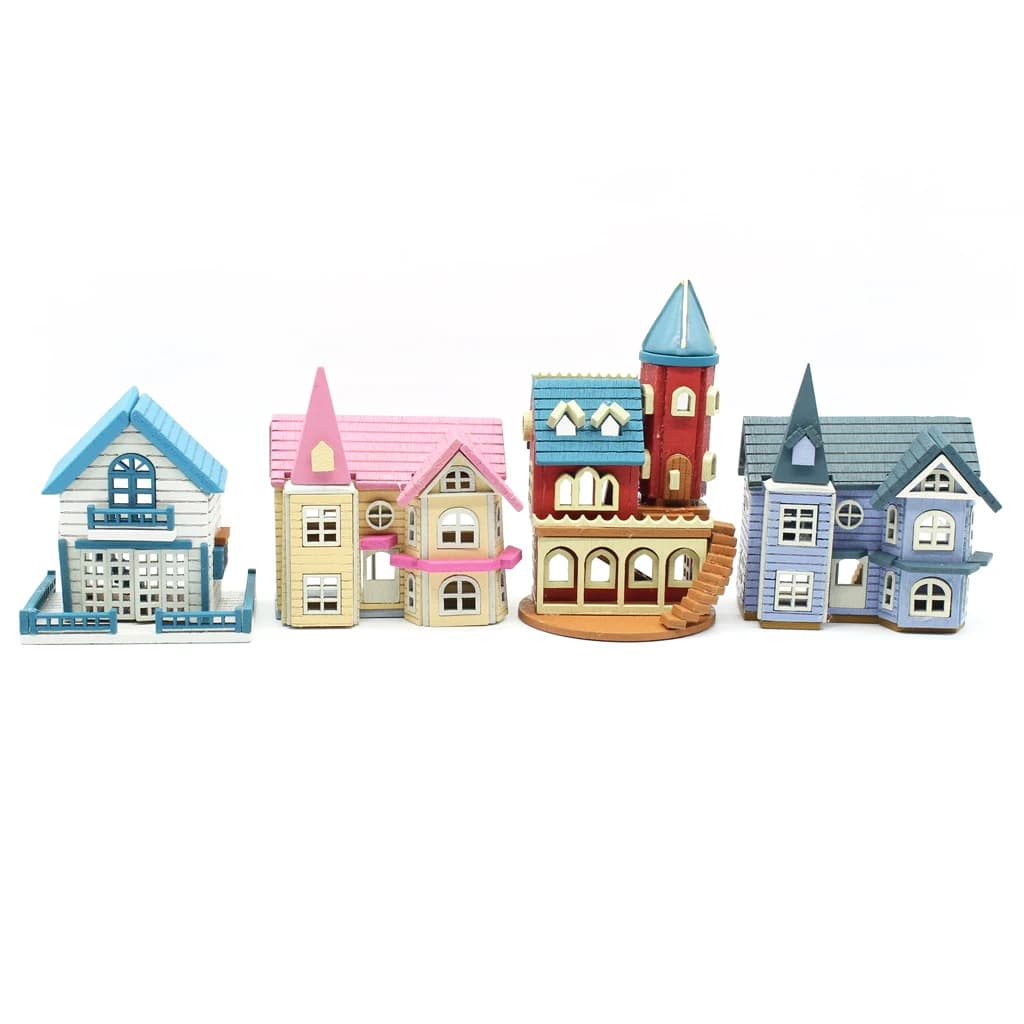 3D Di Puzzle FAI DA TE Casa Delle Bambole Kit di Montaggio Per La Casa Delle Bambole Per I Bambini-Blu Casa