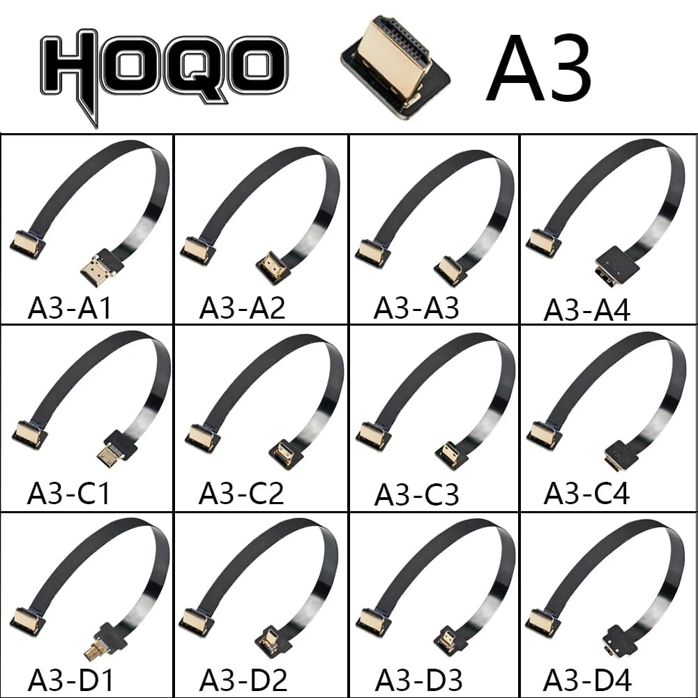 Raccordo flessibile compatibile HDMI lampone Pi 4 da HDMI a HDMI Mini HDMI Cavo HDcord fpc ffc Super corto serie A3, cavo piatto ultra sottile fpv compatibile HDMI mini cavo flessibile da hdmi a micro hdmi 10cm
