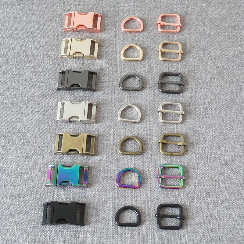 1Set fibbie in metallo Hardware D regolatore dell'anello cinghia di fissaggio del cursore della cinghia per Paracord collare per cani da compagnia imbracatura accessorio per cucire fai da te