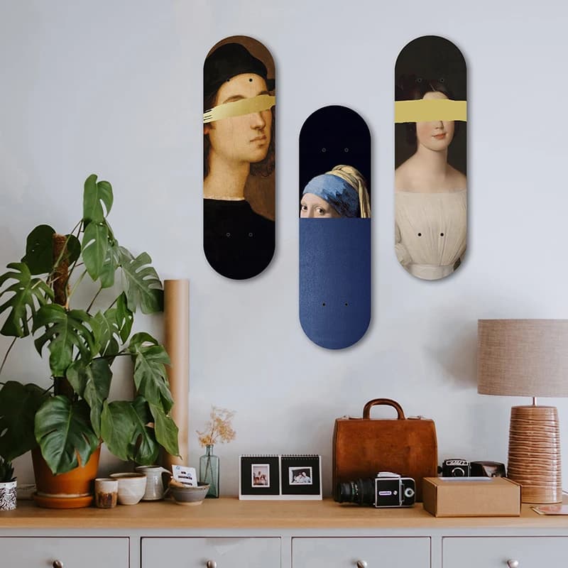 Figura Tavole di legno creative Skateboard Wall Art Skate Deck Piatti Room Ornament Wall Decor Pub Bar Man Cave Club Decorazione