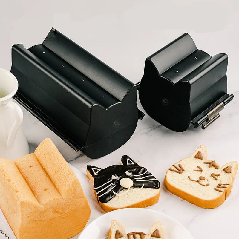Stampo per pane tostato per gatti, testa di gatto antiaderente, adatto per circa 280/600 g, stampo per impasto, carino, a forma di gatto, scatola per toast, strumento per fare dessert