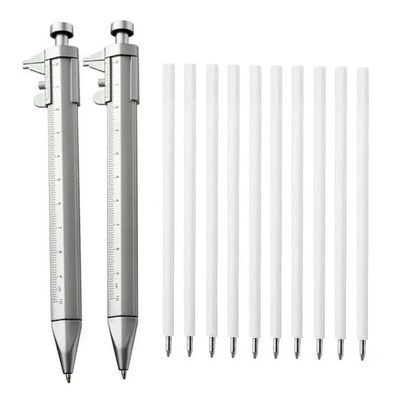 Set di ricariche per penna con calibro multifunzione Penna a sfera da 1,0 mm Penna a sfera con inchiostro gel Asta Vernier Caliper Roller Penna a sfera Cancelleria