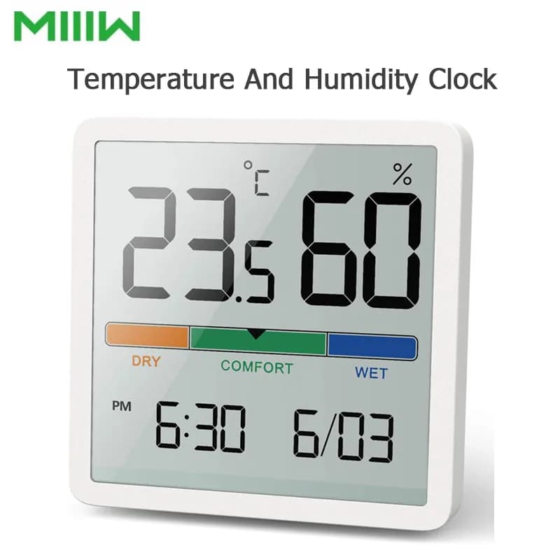 Miiiw orologio muto per temperatura e umidità Home Indoor Baby Room ad alta precisione Monitor temperatura C/F schermo LCD enorme da 3.34 pollici