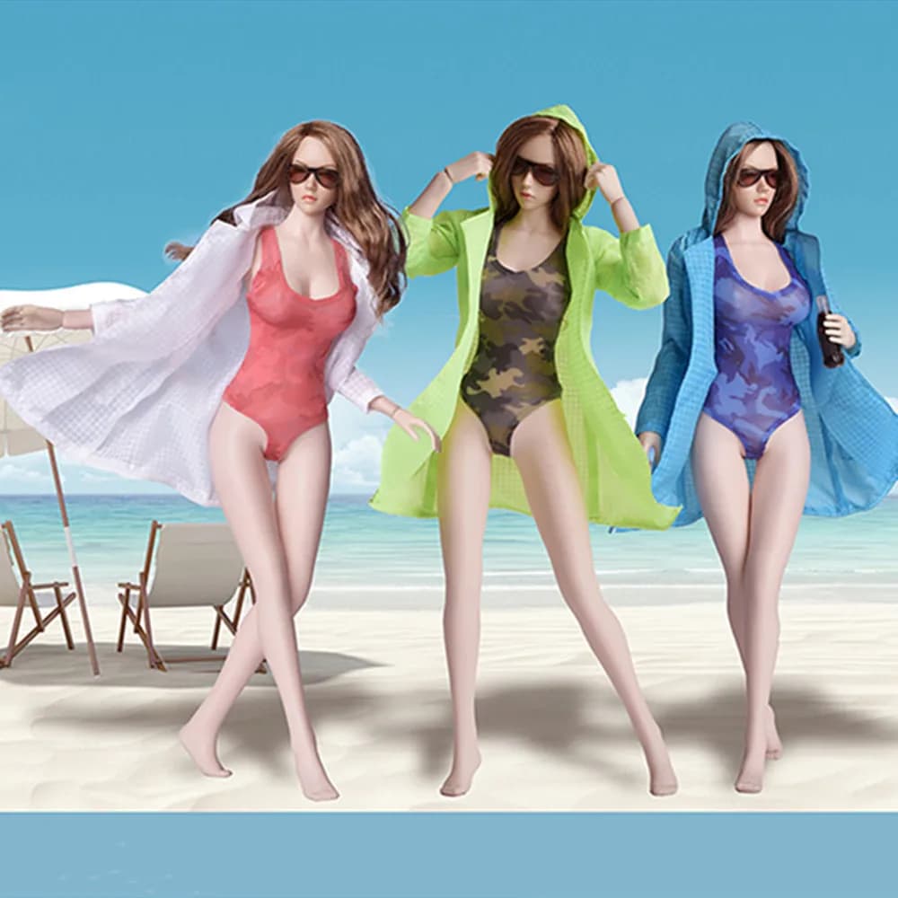 1/6 Bilancia Femminile Camouflage Costume Da Bagno Low Cut Tuta Protezione Solare Vestito Set per 12 Pollici Action Figure Corpo FAI DA TE FG045