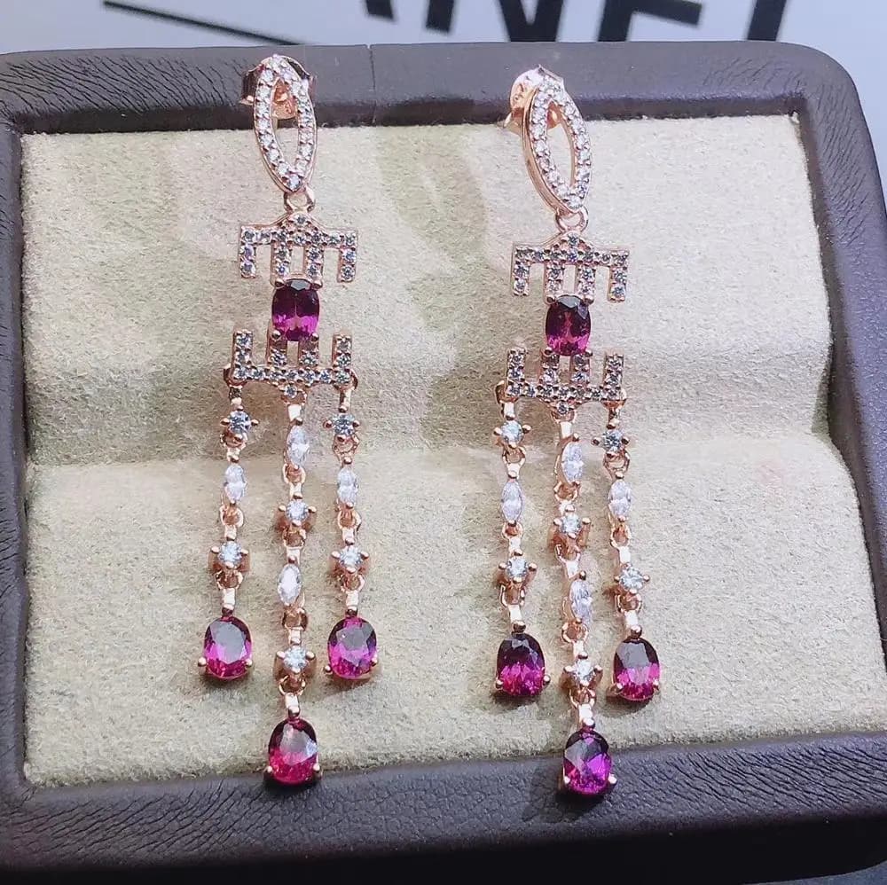 KJJEAXCMY gioielleria raffinata in argento sterling 925 intarsiato con granato naturale orecchini da donna alla moda supportano il rilevamento classico