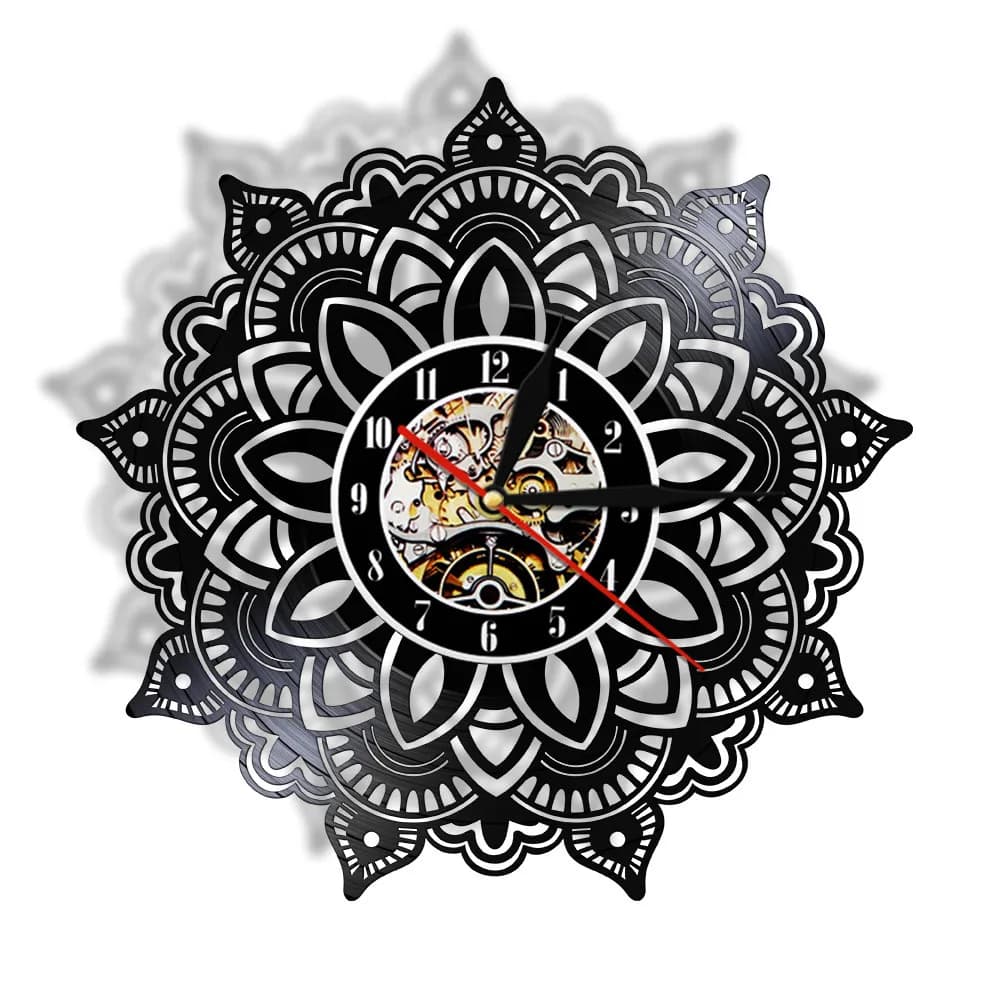 Orologio da Parete in Vinile con Mandala, Decorazione Artistica per Camera da Letto, Regalo Souvenir Yoga Satori