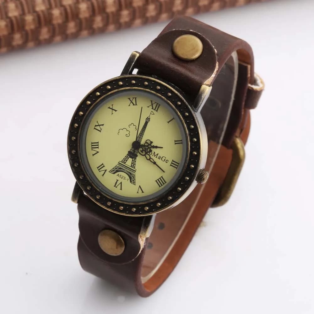 Women's Watches Fashion Vintage Women's Watches Leather Strap Paris Eiffel Tower Clock montre femme reloj mujer