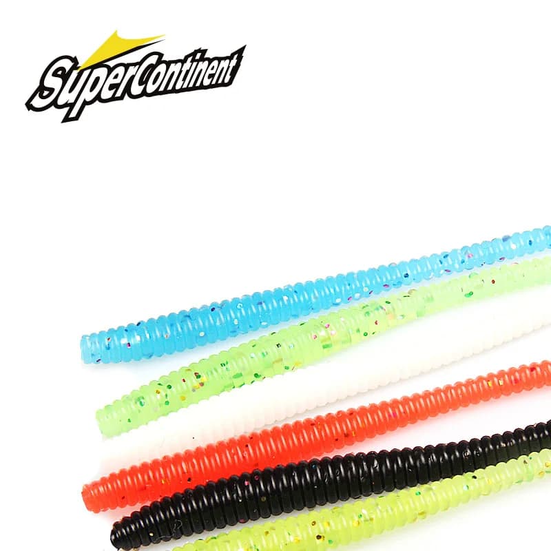 Supercontinenente Affondamento lento Verme di lancia Esche morbide 20 pezzi Esche da pesca artificiali Vermi di mare Lombrico Pesca Esche morbide Wobblers