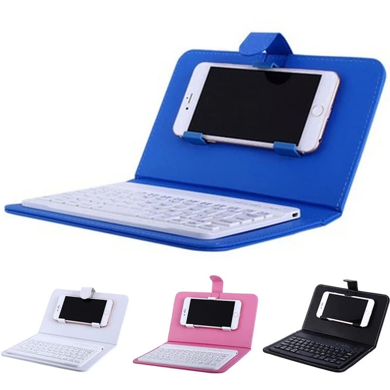 Tastiera Bluetooth senza fili per Iphone Huawei Xiaomi Tablet Mini tastiera Tastiera da gioco per telefono cellulare Supporto custodia in PU