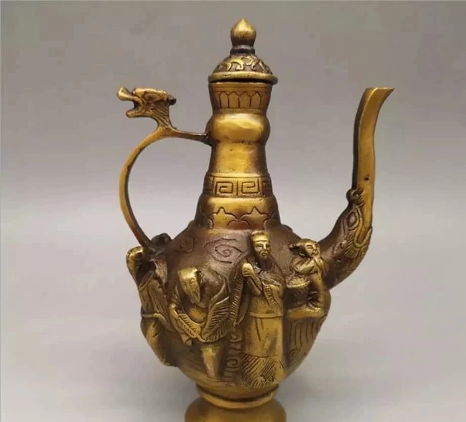 Copper Statue Brass eight immortals wine pot decoration pure copper handicraft wine pot tea pot decoration living room
