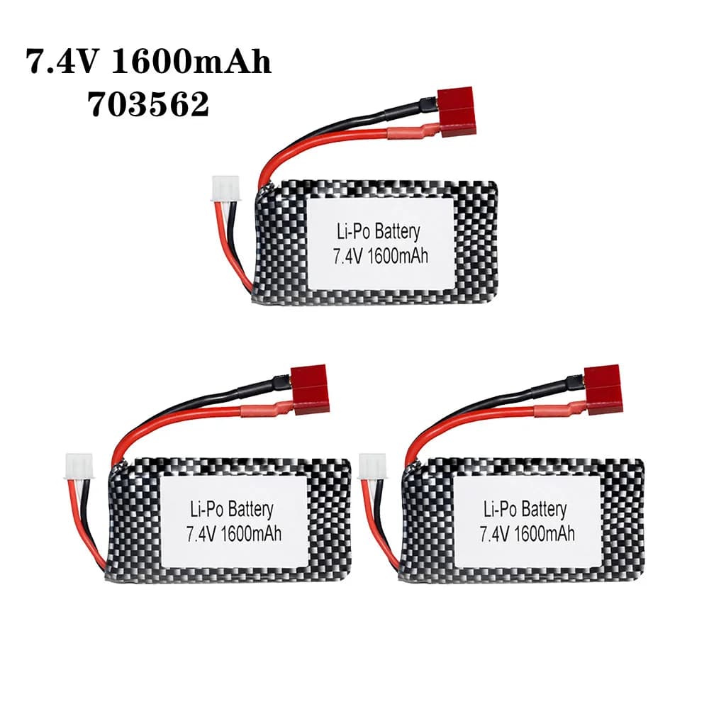 1/2/3 pz/lotto 7.4v 1600mah 703562 25C batteria Lipo per 9125 pezzi di ricambio per auto Rc e per batteria per auto Wltoys 144001 Rc