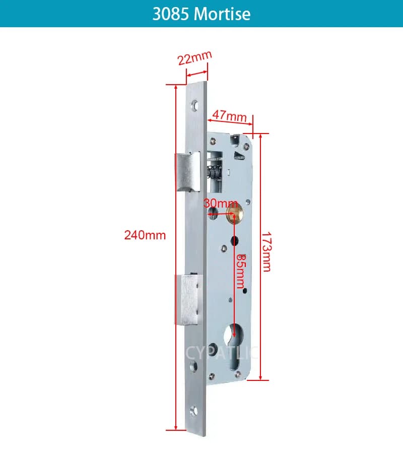 2885 3085 3585 4585 5085 5585 6085 7085 Corpo serratura da infilare per serrature sottili per porte in alluminio SMART
