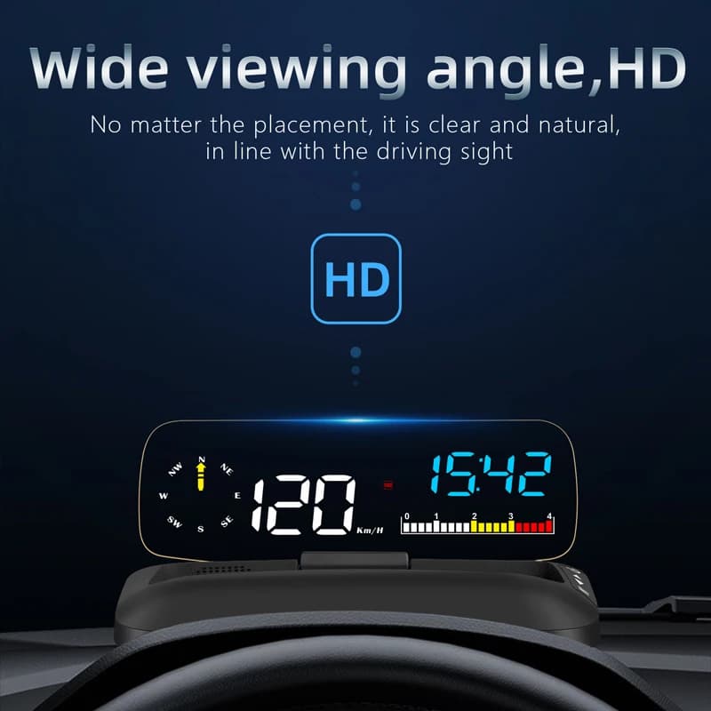 BigBigRoad Navigation HUD Head Up Display OBD2 GPS Dual System Windshield Speed Projector Security Alarm Water Temp Overspeed