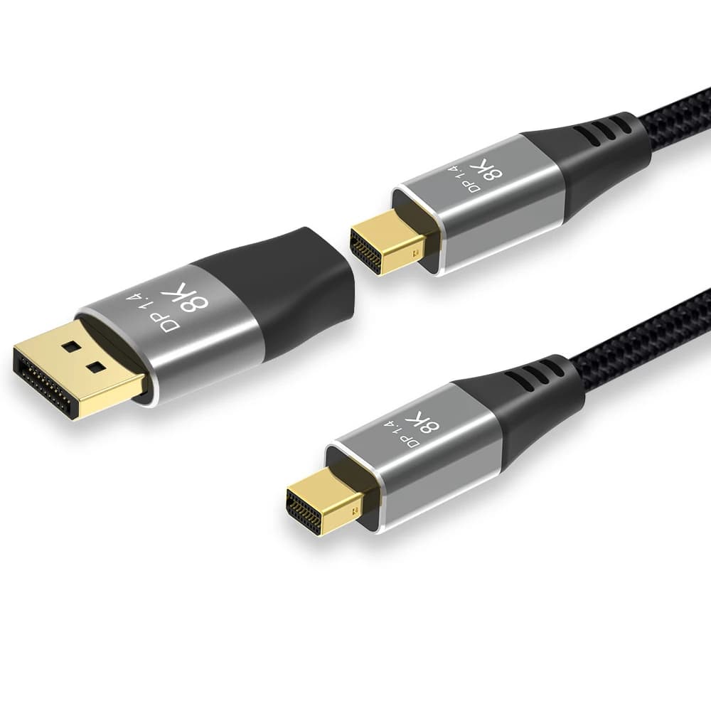 Cavo Mini DisplayPort Thunderbolt 2 Mini DP a Mini DP 8K @ 60Hz 4K @ 120Hz con adattatore da Mini DisplayPort a DP femmina a maschio