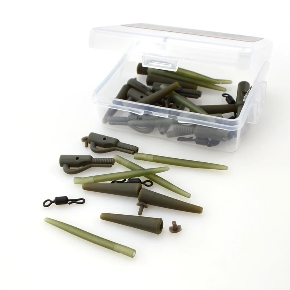 Hirisi 40pcs Carp Fishing Safety Lead Clips Tail Rubber Cone Anti Tangle Sleeve Quick Change Swivels Fishing Accessories M5-1