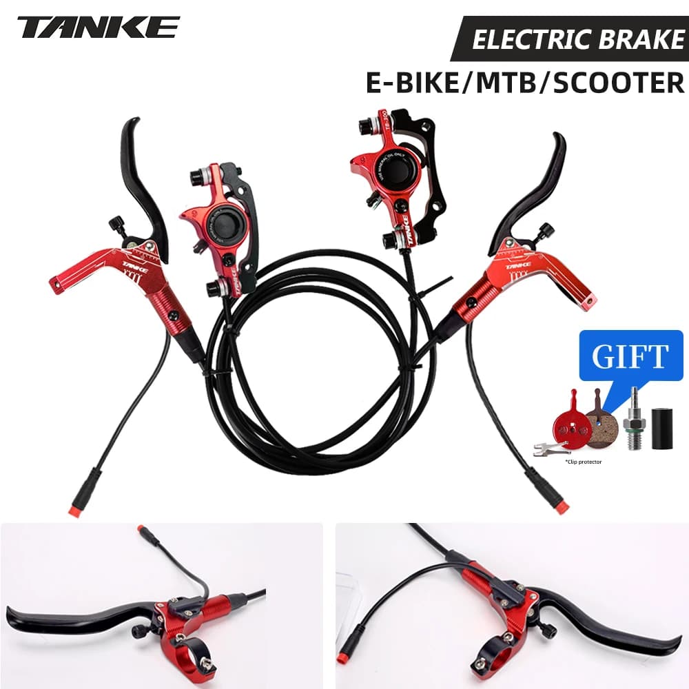 TANKE Electric MTB Hydraulic Disc Brake Set Power Off 160mm Rotors E-Bike Aluminum Alloy Parts Kit Upgrade Bicycle Front Rear