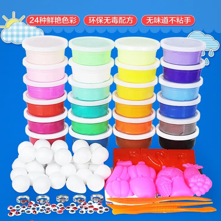 24 colori Air Dry Jumpimg argilla colorata porcellana fredda Playdough plastilina e kit di attrezzi con scatola di immagazzinaggio kit per bambini per bambini