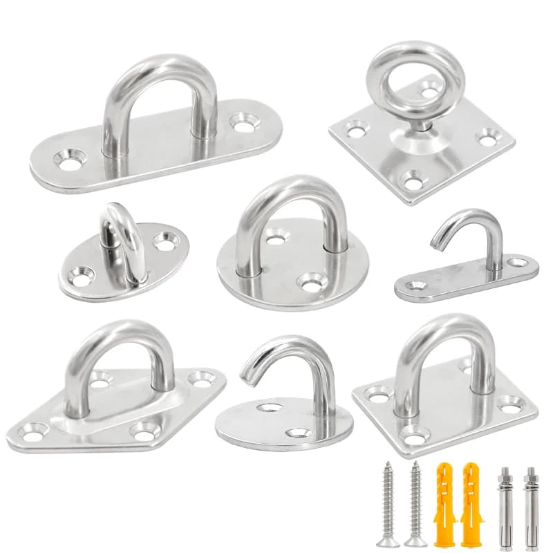 1 pz Anello per punti metallici Gancio da parete Heavy Duty Fisso Pad Eye Plate Deck Porta Fibbia a forma di U Heavy Duty Montaggio a soffitto Gancio