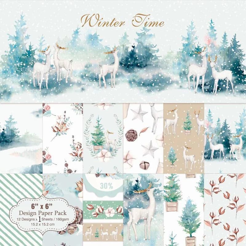 KLJUYP 24 Sheets Winter Time Scrapbooking Pads Paper Origami Art Background Paper Card Making DIY Scrapbook Paper Craft