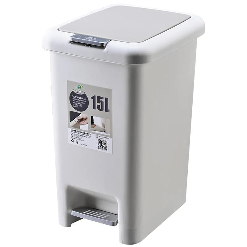 Cestino per Rifiuti Quadrato di Grandi Dimensioni in Plastica con Pedale, Contenitore Domestico per Spazzatura, Porta Sacchi per Rifiuti 8L 10L