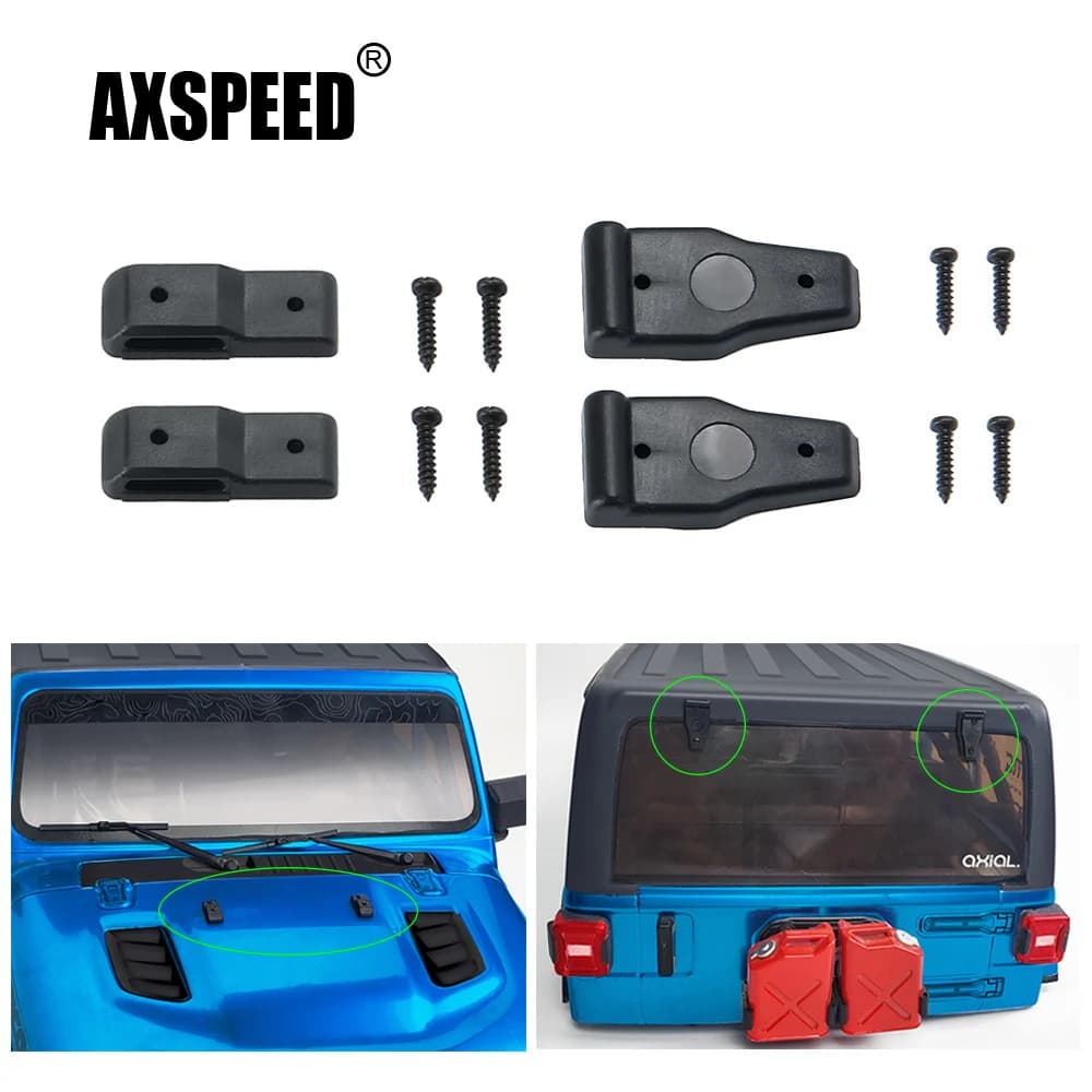 AXSPEED 2Pcs blocco di copertura del motore della cerniera del lunotto posteriore per Axial SCX10 III AXI03007 Jeep Wrangler 1/10 RC Crawler parti del modello di auto