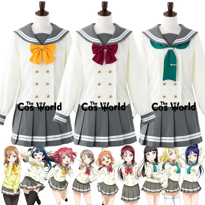 Love Live Sunshine Aqours Uniform Autunnale Navy Style Hanamaru Yoshiko Tsushima Ruby Cosplay Costumes Customizable Souls