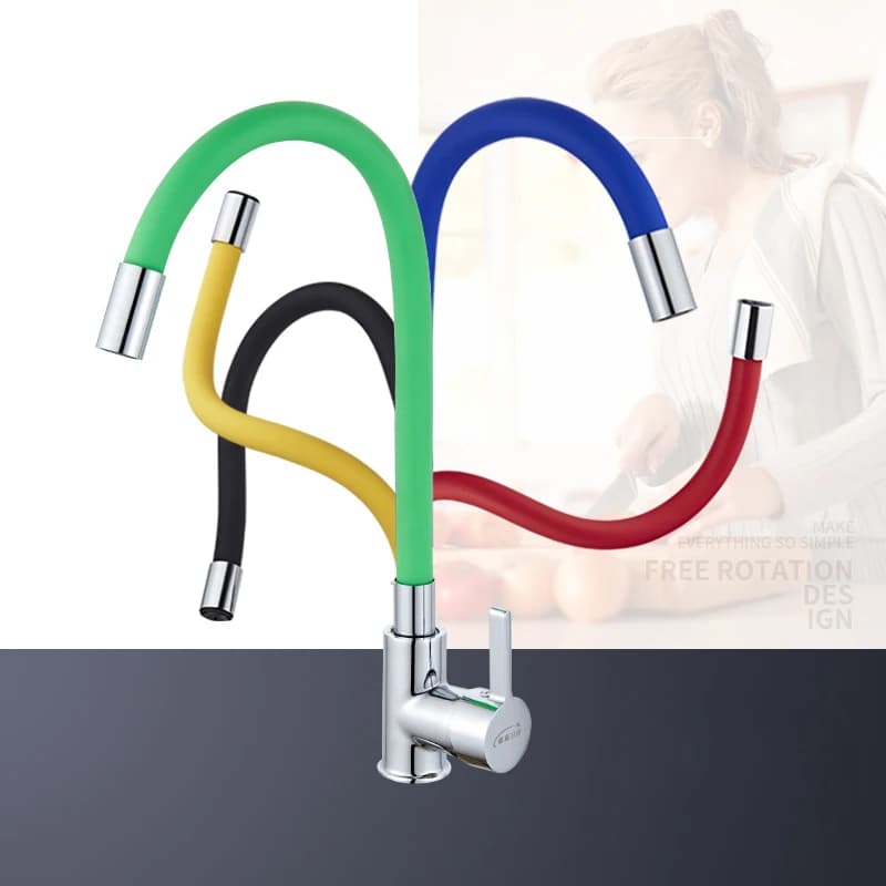 Vidric Chromed Black Kitchen Faucet Kitchen Faucet Flexible Rubber Brass Cold Hot Water Mixer Kitchen Faucet with Rotating Torneira Cozinha