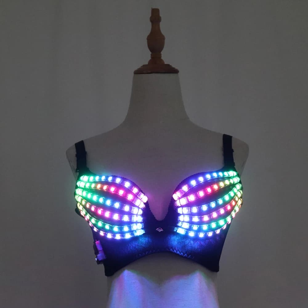 LED Pixel Colorful Dress DJ Club Luminous Intimate LED Party Dress Dance Dress Fan Dance Dress