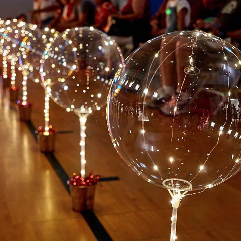 1Set Clear Bobo Balloons with 2m Copper LED String Light 70cm Balloon Stand Holder Column for Birthday Wedding Party Decorations