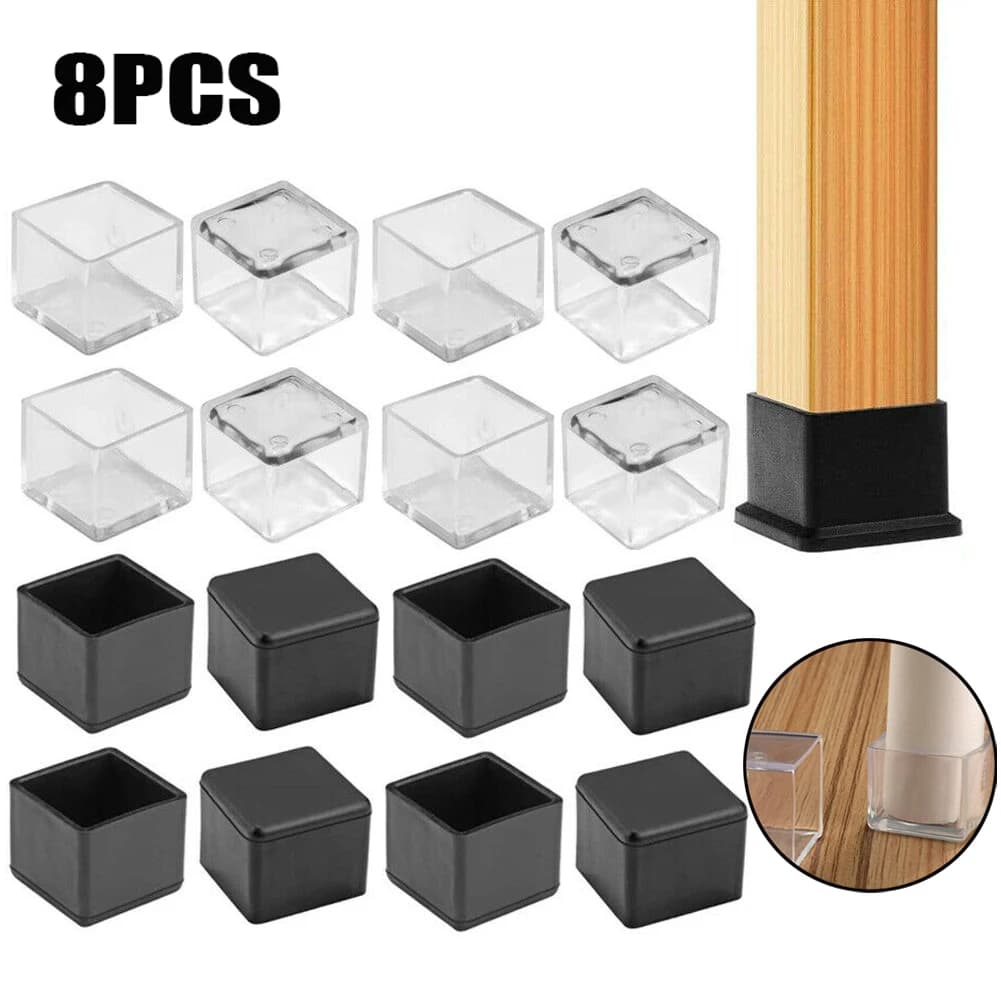 8 pezzi quadrati/rettangolari sedia in Silicone tappi per gambe copertura per tavolo piedini protezioni per pavimenti in legno tavolo per mobili coperture antiscivolo strumenti