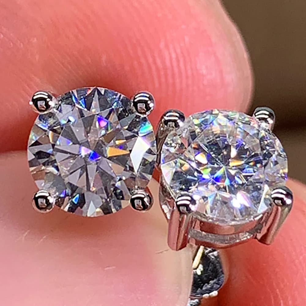 Orecchini a bottone in oro bianco massiccio 18 carati personalizzati da donna 0,5 1 2 3 carati con diamante Moissanite rotondo festa di fidanzamento per anniversario di matrimonio