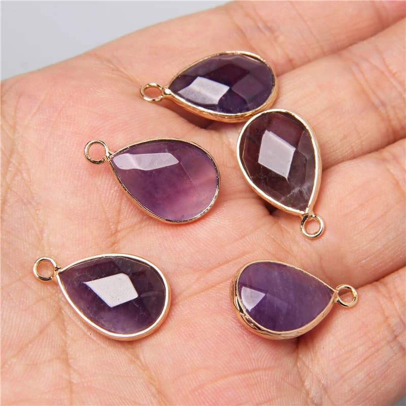 3 pezzi di pendenti in pietra di cristallo sfaccettato a forma di goccia d'acqua naturale per la creazione di gioielli accessori per orecchini collana fai da te 13x23mm