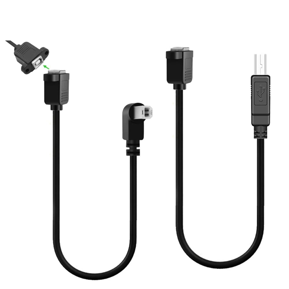 90 Degree Angle USB 2.0 Type B Male to Female M/F EXTENSION Data Cable Panel Mount For Printer 0.25M