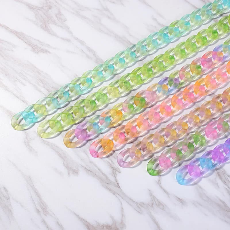40CM New Fashion Two-tone Feel Paint Acrylic Long Chain Necklace For Women Chain Chunky Choker Pendant Necklace Jewelry Making