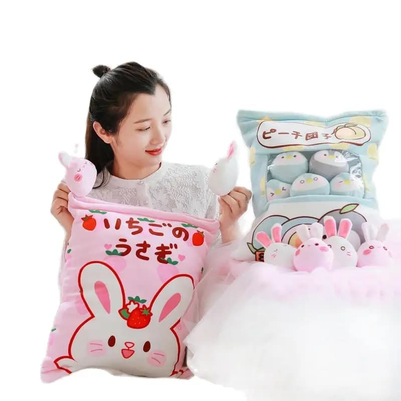 Una borsa di 8 pezzi mini pinguini peluche cuscino da tiro creativo peluche orso bruno budino bambola giocattolo per bambini ragazza compleanno