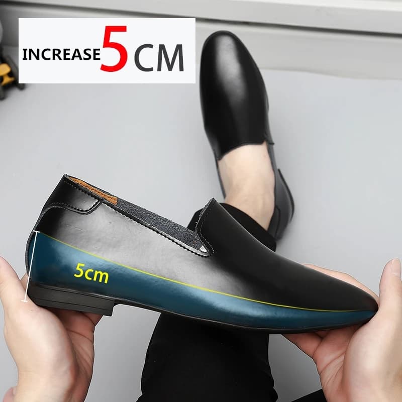 Mocassini da uomo Scarpe con ascensore Scarpe casual da uomo Scarpe da uomo in pelle di mucca Buiness Scarpe con aumento di altezza Solette 5 cm alte formali