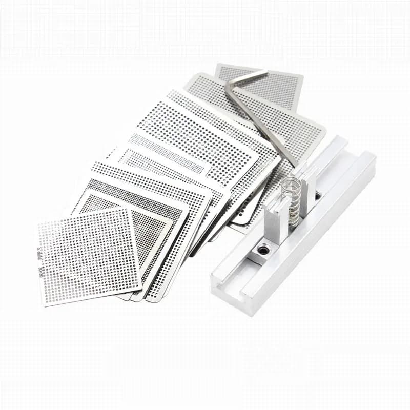 Stazione Reballing BGA 27 pezzi Maschera universale per supporto per stencil per riscaldamento diretto per console di gioco Kit di riparazione per laptop