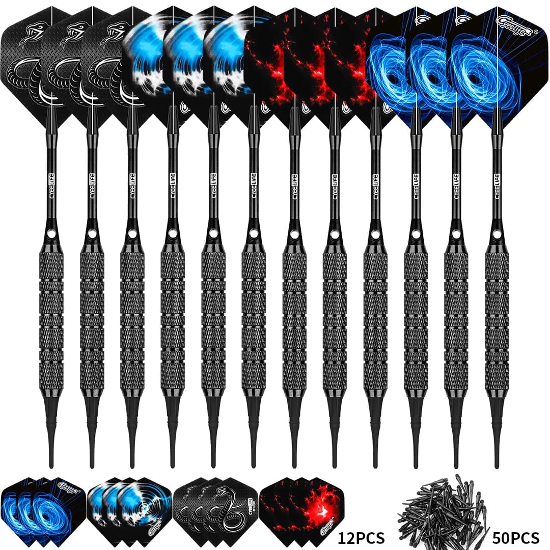 CyeeLife 18/22g Set di freccette con punta morbida professionale per freccette elettroniche in plastica Gioco di freccette per interni Famiglia 9 pezzi 12 pezzi