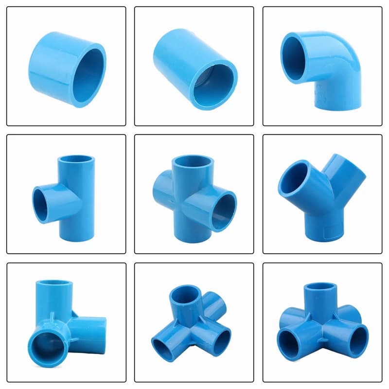 Blue 20/25/32mm PVC Pipe Fittings Straight Rubber Tee Cross Connector Water Pipe Adapter 3 4 5 6 Way Joints