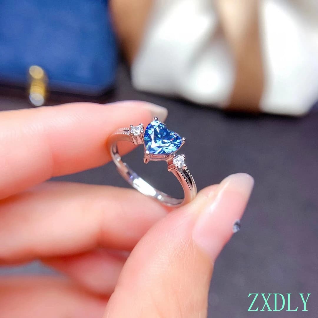 Anello Moissanite blu stile cuore 2022 argento Sterling 925 diamante 1ct anelli di tutte le dimensioni per le donne festa di nozze amore buon regalo